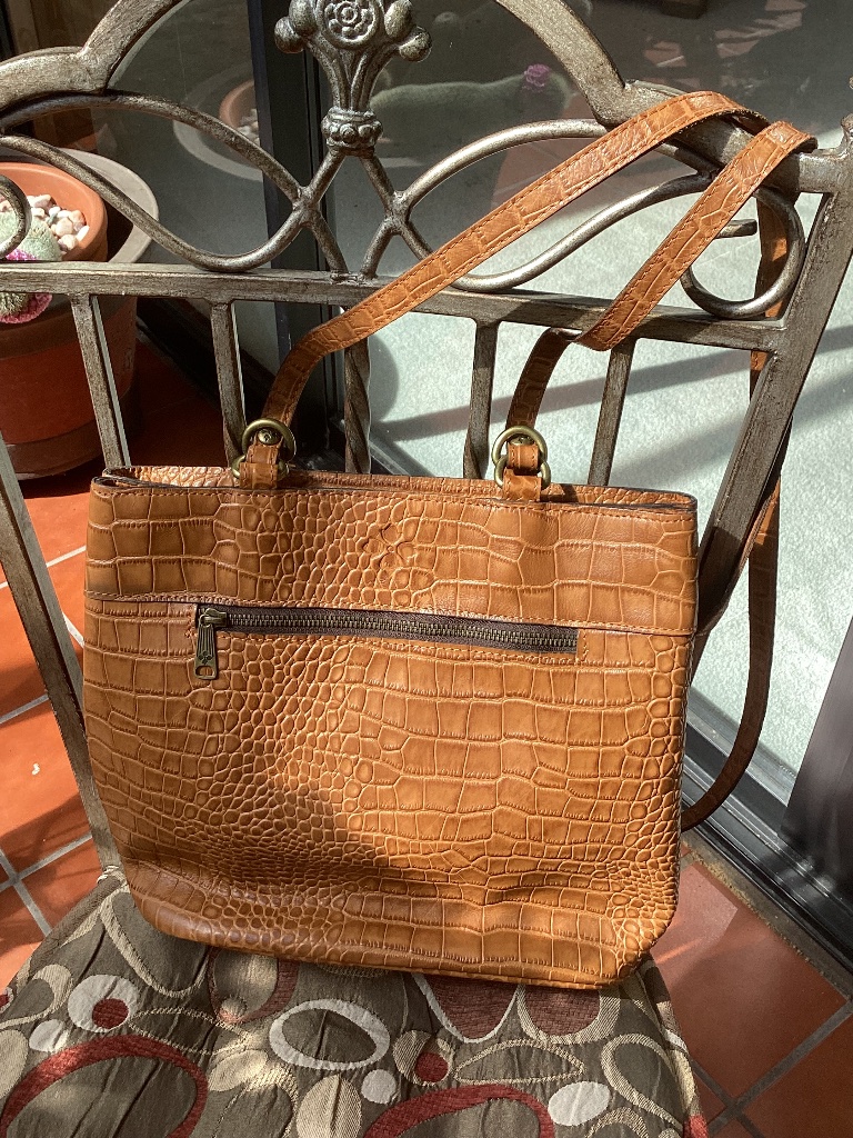 Patricia Nash Beautiful Leather Croc Print Design Handbag Backpack Bag